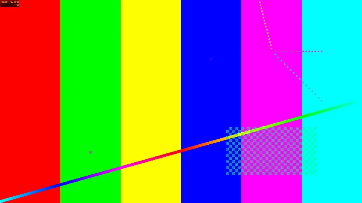 Frame from the synthetic source video at six seconds.