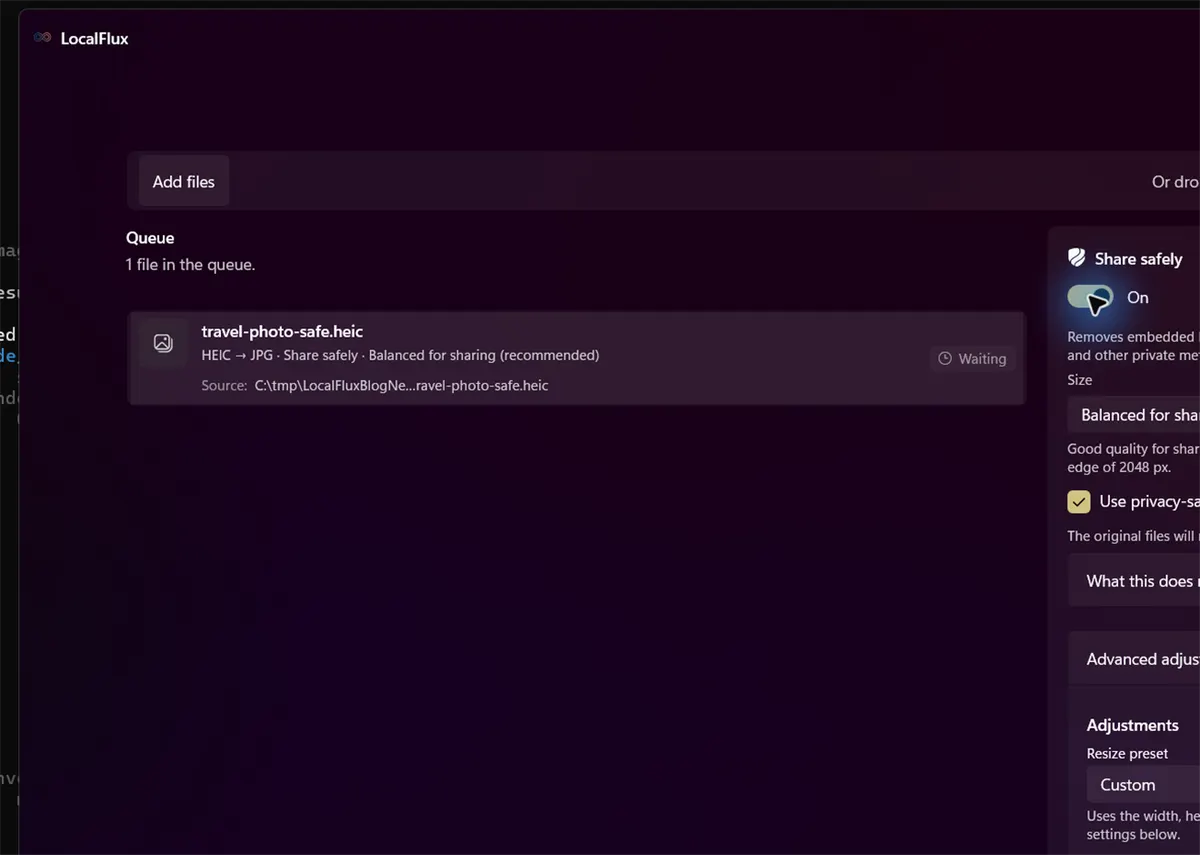 Share safely enabled before conversion