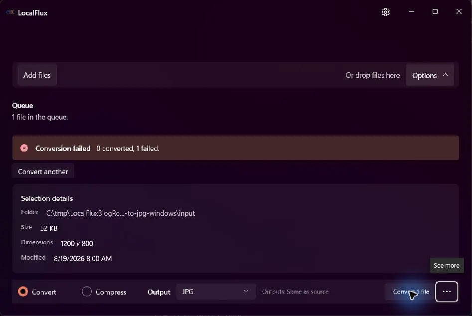 LocalFlux reporting failure for a multi-page TIFF.